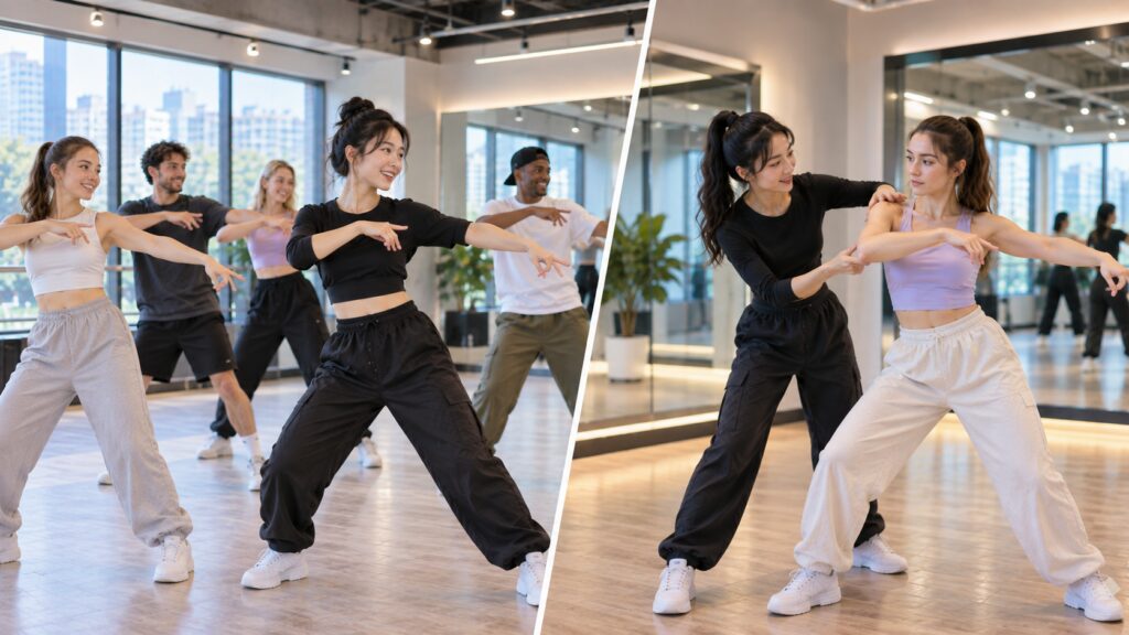 Group and private K-pop dance lesson formats in Seoul