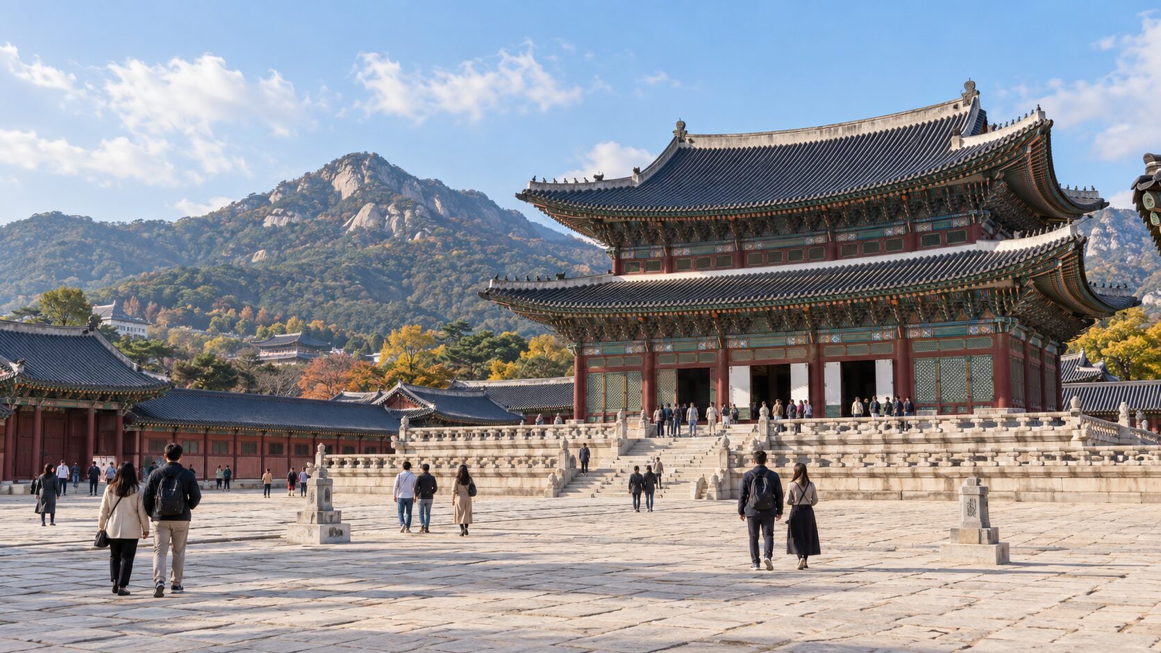 Gyeongbokgung Palace courtyard and traditional royal architecture in Seoul