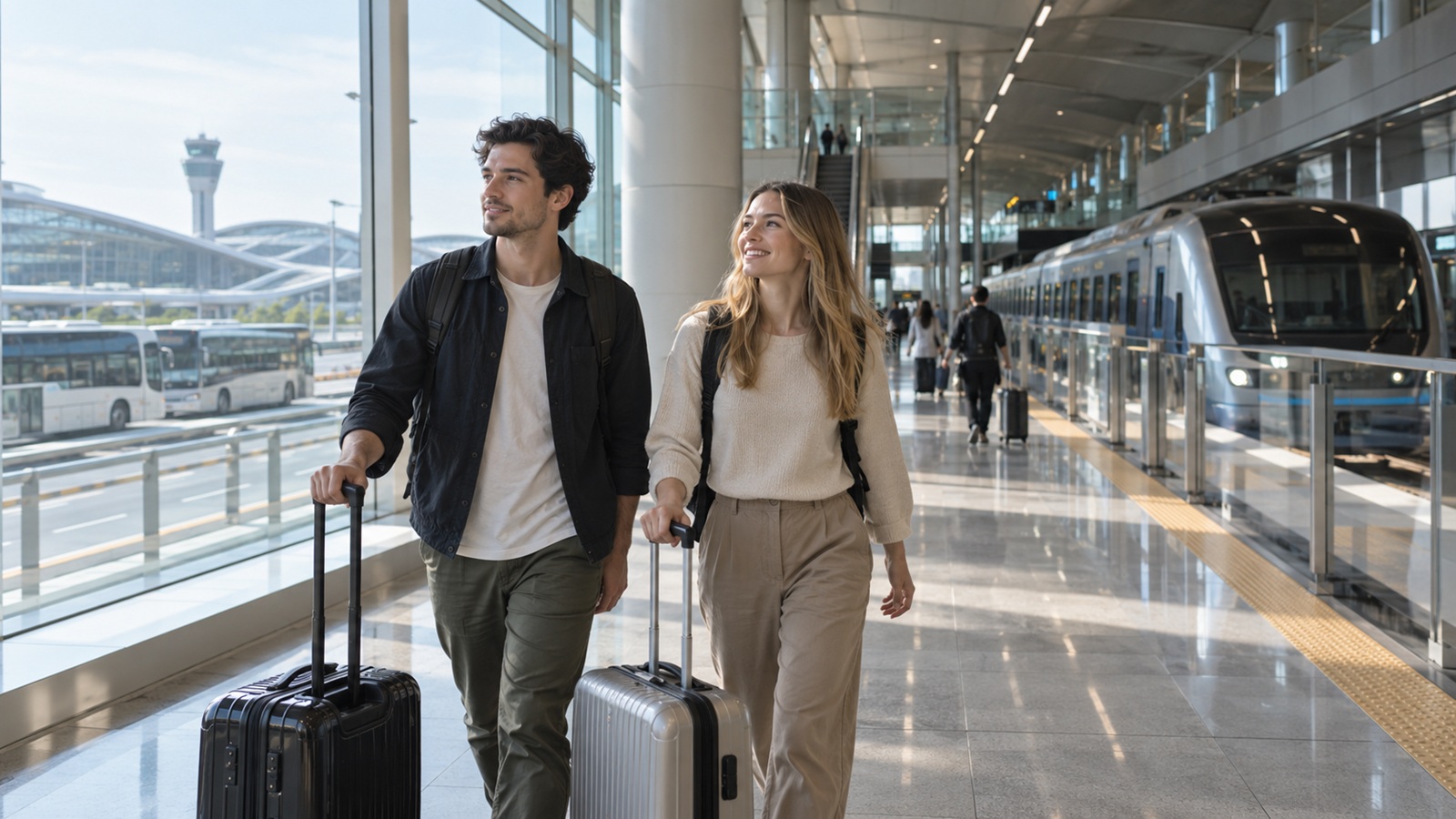 International travelers preparing to travel from Incheon Airport to Seoul