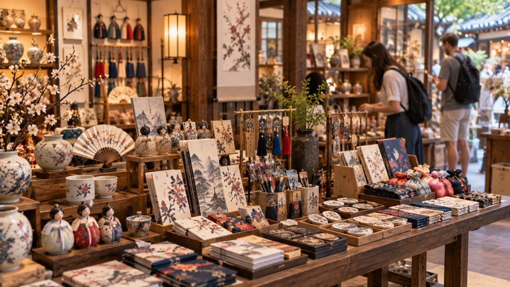 Korean ceramics, stationery and traditional-style souvenirs in an Insadong shop