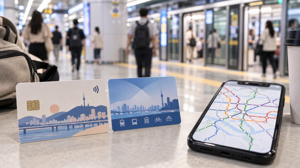 Two transit card options for tourists using public transportation in Seoul