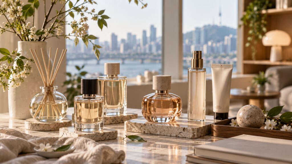Korean fragrance products including perfume and scented lifestyle items