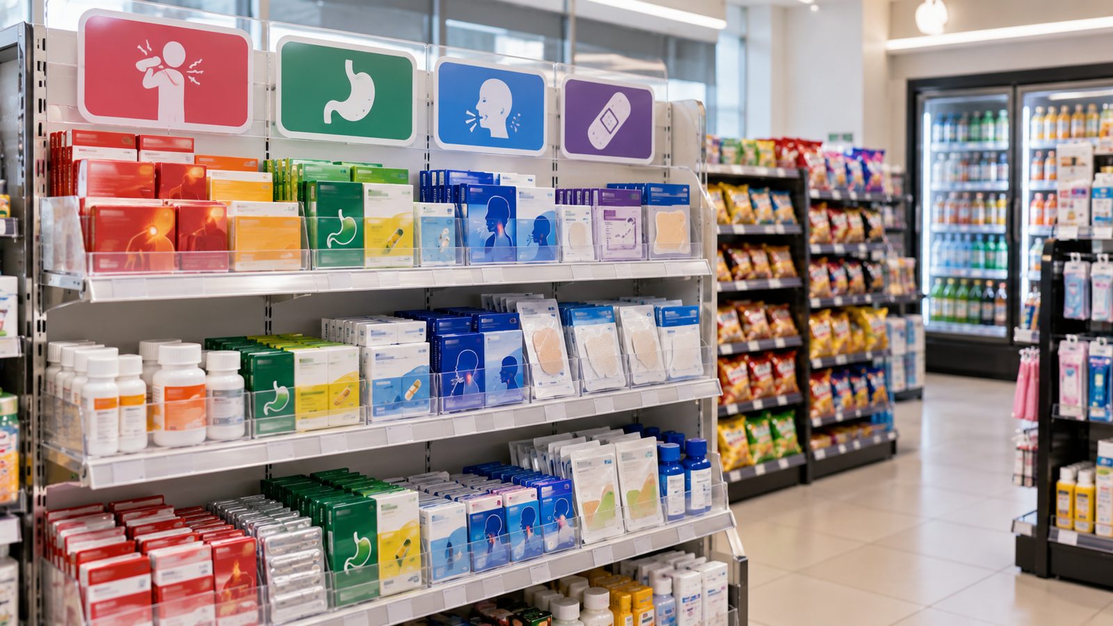 Limited medicine section inside a Korean convenience store