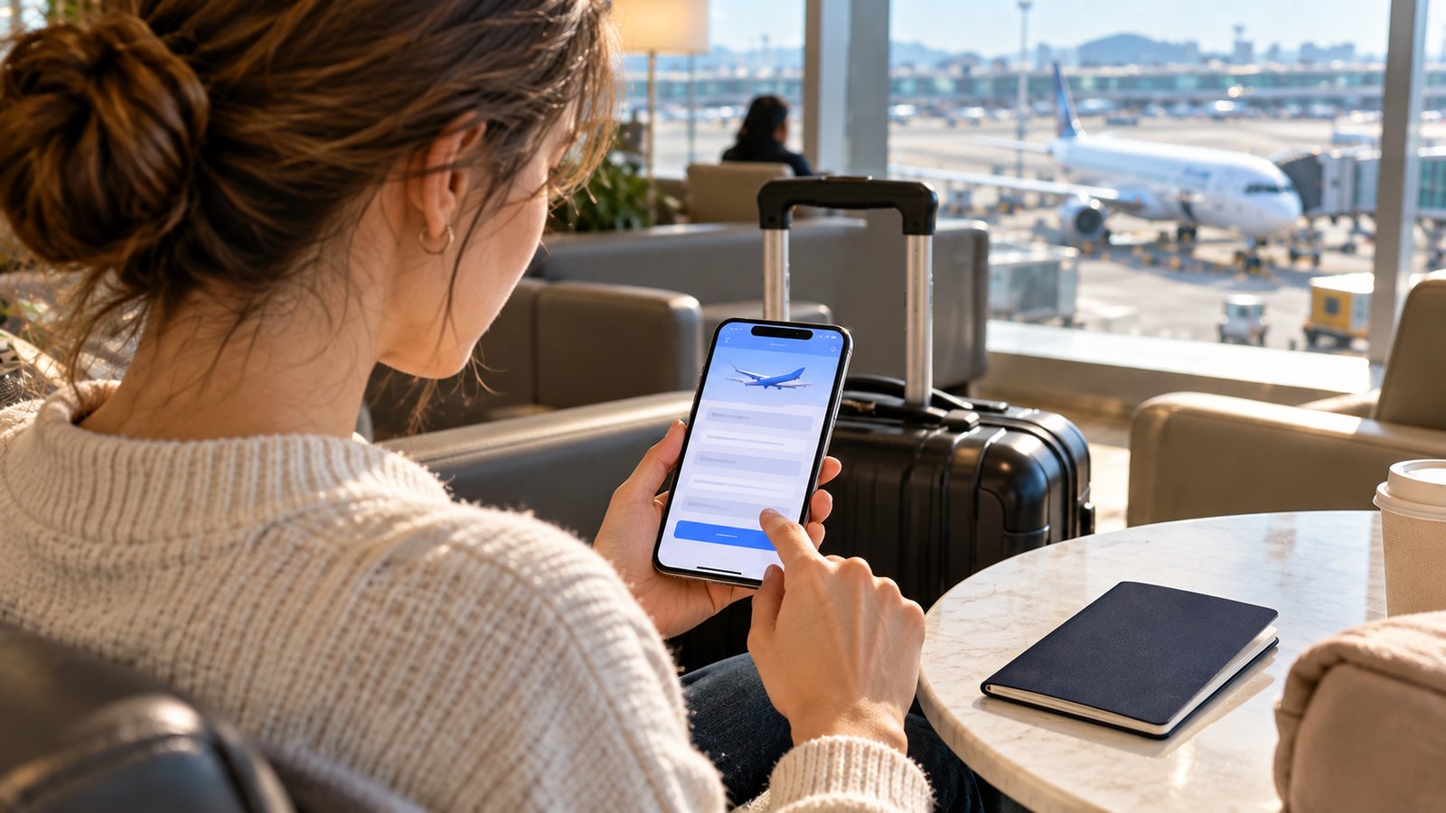 Traveler completing an electronic arrival form on a smartphone before visiting Korea